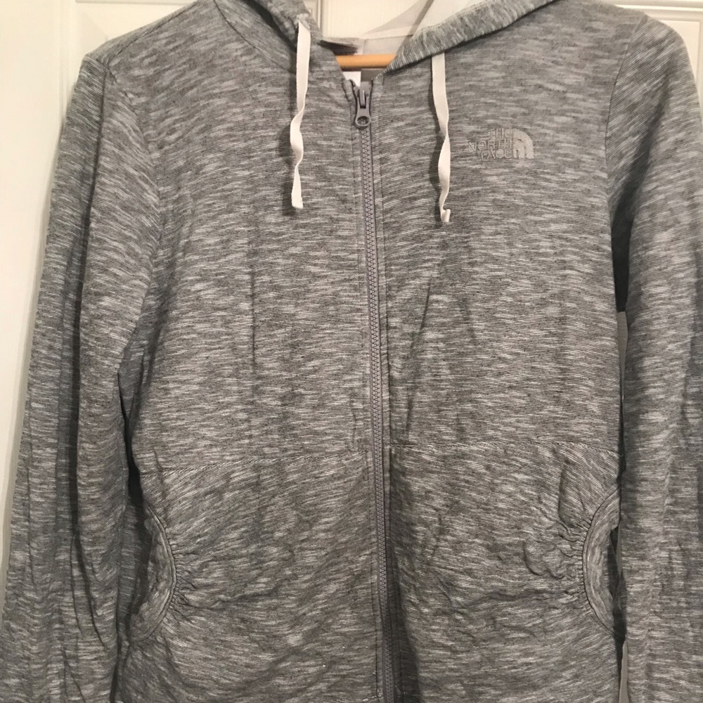 Gray North Face zip up hoodie